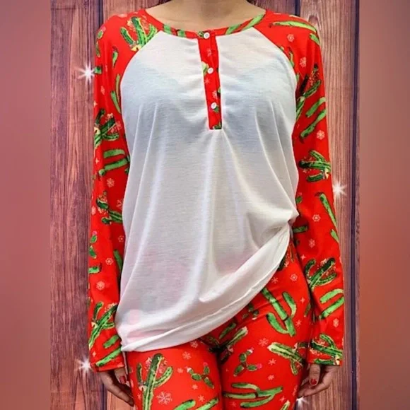 SOUTHERN STITCH CACTUS PAJAMAS 2 PIECE NIP SZ M - Picture 1 of 2